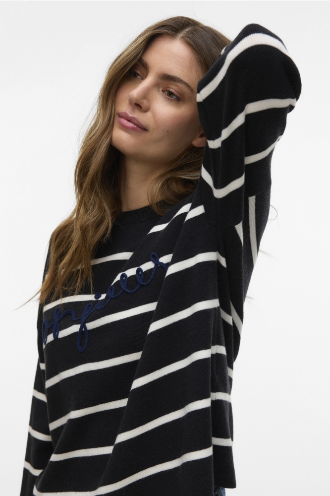 VMARIA BONJOUR LS O-NECK PULLOVER G 10322312 BLACK/W. BIRCH S